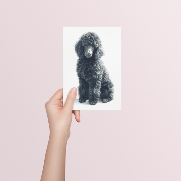 Watercolor Black Poodle Portrait Wall Art Print Poster, Unframed - Pet Artwork - Picture 5 of 6